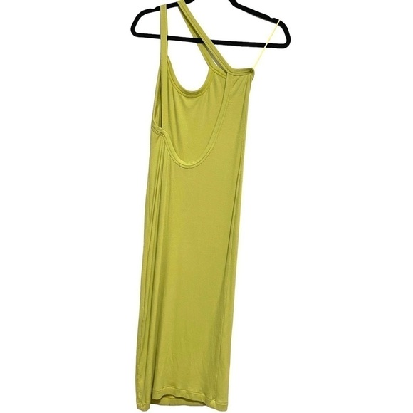 ALIX NYC Paulis Dress in Kiwi (lime / chartreuse) soft ribbed knit asymmetrical - Picture 7 of 11